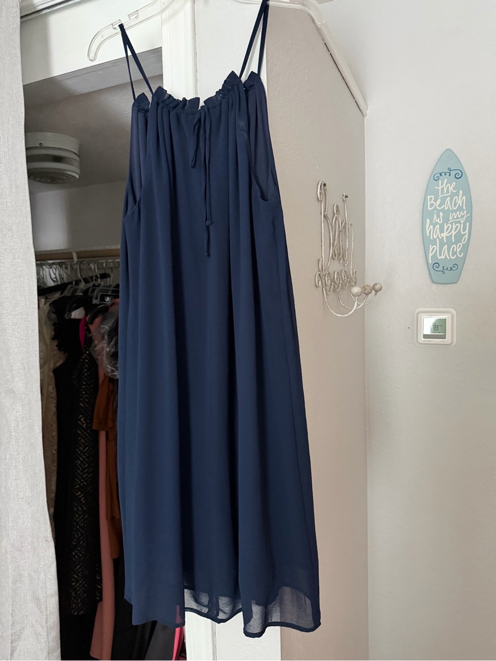 Navy Blue Spaghetti Strap Sheath Dress Size 10
